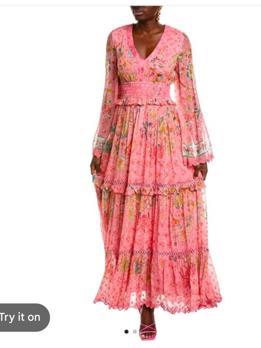 Hemant & Nandita Pink Floral-print Maxi Dress